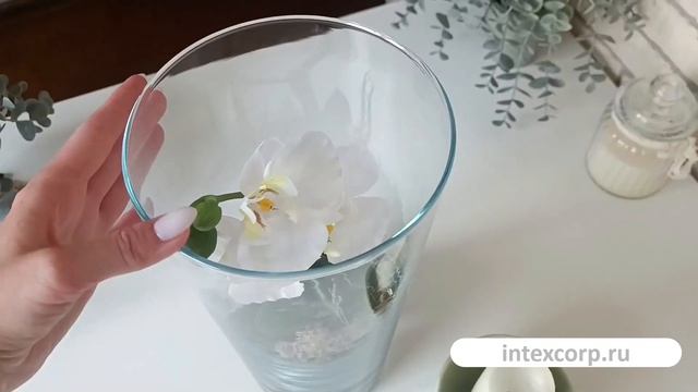 Искусственная орхидея ФАЛЕНОПСИС в конической вазе, белый, 30 см, 1044682