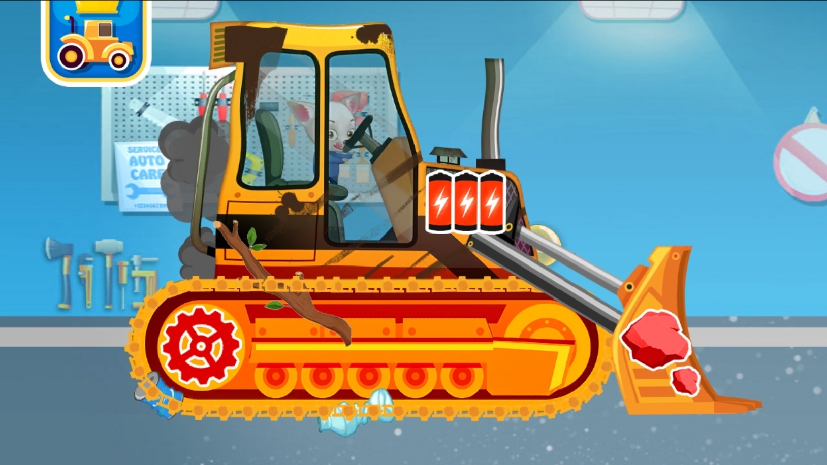 Лечим» трактор! Ремонт ДВИГАТЕЛЯ, ГУСЕНИЦ ковша (Детский мультик/игрушка)