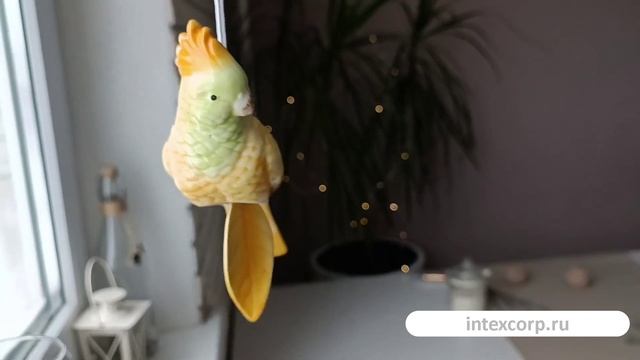 Подвесное украшение-колокольчик ПОПУГАЙ КОРЕЛЛА ЖЁЛТЫЙ, керамика, 20 см, 016266-29-3.