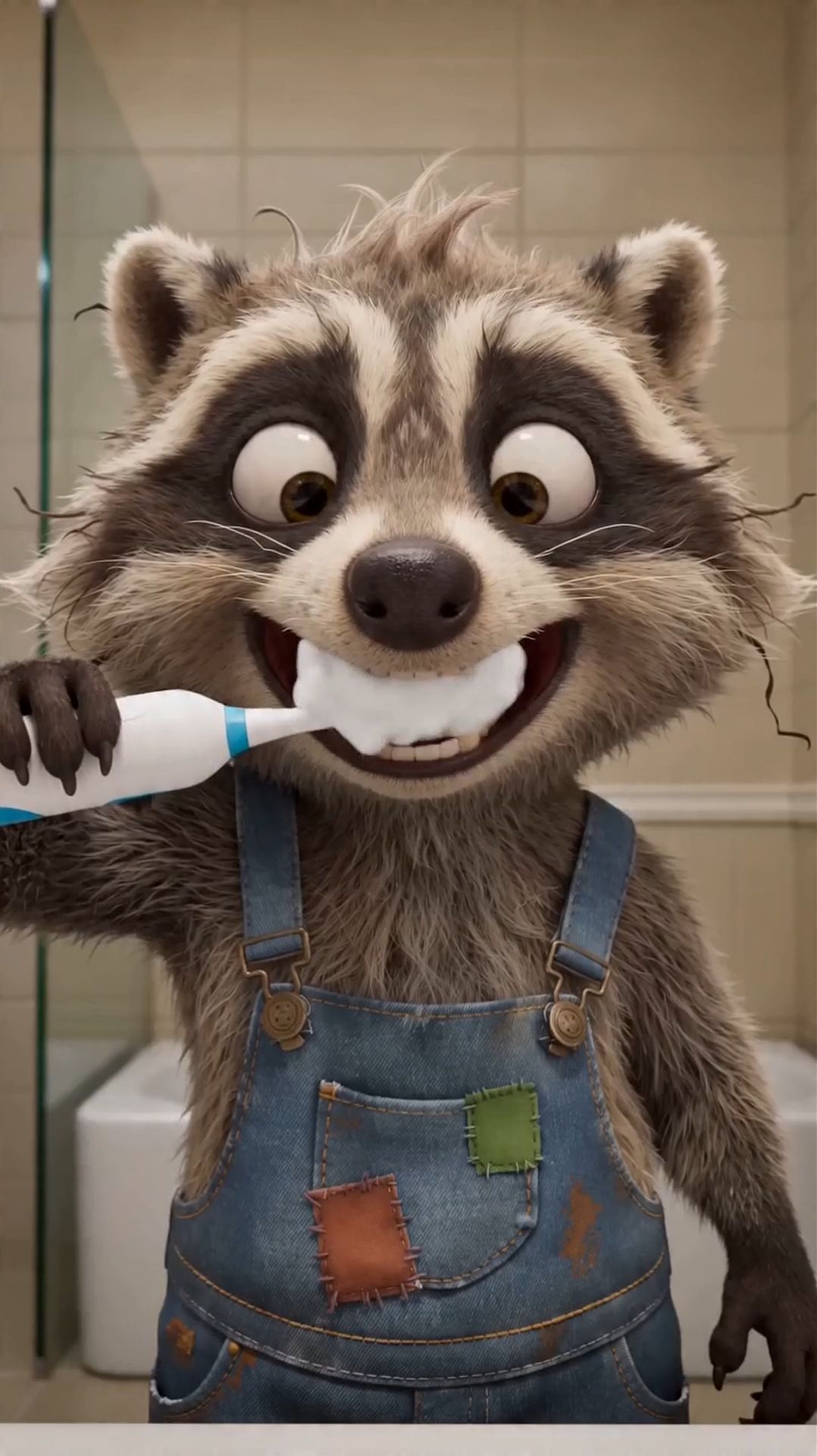 Енот и зубная щётка!