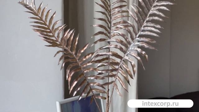 Декоративная ветка ИЗЫСКАННЫЙ ПАПОРОТНИК серебристо-золотой, пластик, 69 см, 220233