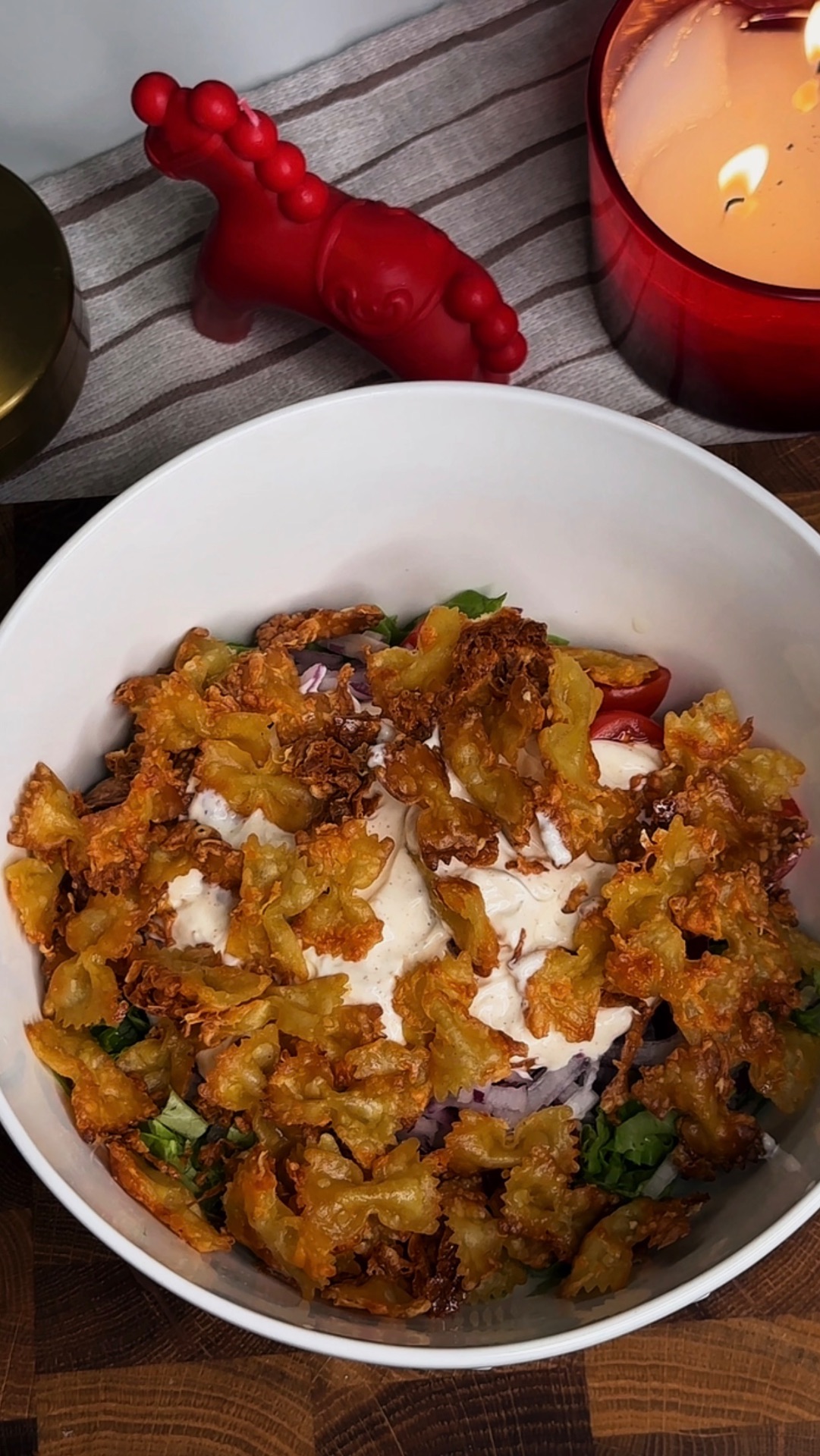 Салат с жаренными макаронами 😱