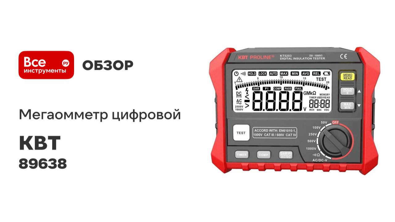 Мегаомметр цифровой KT 5203 серия PROLINE КВТ 89638