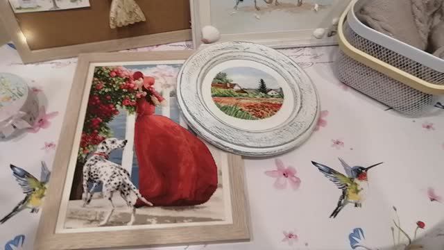 Вышивка крестиком.Первый влог) Вышивка, оформление, вязание и даже миниатюрный домик)