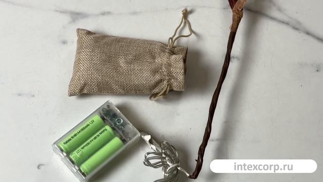 Декоративная ветка ПЬЮМЕ Д'АРИА, полиэстер, коричневая, 20 тёплых белых микро LED-огней, 485993-2