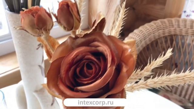 Декоративная РОЗА - КОРОЛЕВСКОЕ ВЕЛИКОЛЕПИЕ с бутонами, 48 см 214919-48, 215467-39, 215467-14