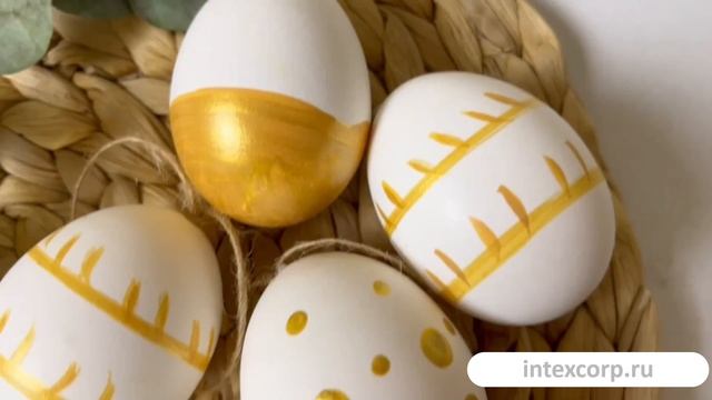 Декоративные пасхальные яйца ЗОЛОТО НА БЕЛОМ, 6 см, 6 шт., XPA21000231-3