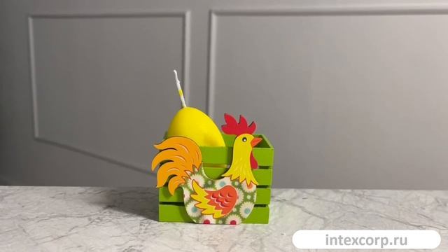 Декоративная подарочная коробка ПЕТУШОК - АЛЫЙ ГРЕБЕШОК, дерево, 8 см, 22-2384