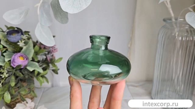 Декоративная ваза-бутыль БОТЕЙЯ, зелёная, 7 см, 1171960