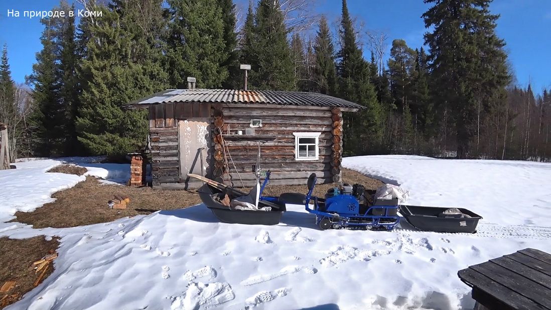 Медведь идёт по следам лосей. Заехал в первую избушку. Расход топлива на толкаче. 3 серия
