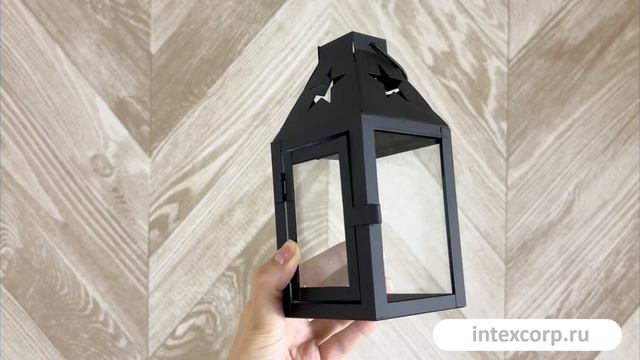 Декоративный подсвечник-фонарь СКОНС, металл, чёрный, 17х8 см, ACC365060-3