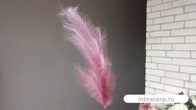 Декоративная ветка-перо БИФУРКЕ, полиэстер, красно-розовая, 112 см, 1146750