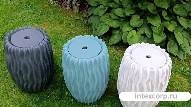 Декоративный садовый фонтан-вазон ФЕССАЛИЯ, искусственный камень, белый, тёплая белая LED, 892919