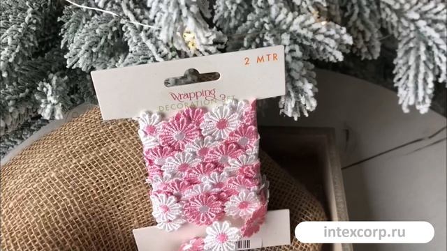 Декоративная лента ВЕСЁЛЫЕ МАРГАРИТКИ, текстиль, розовая, 200х5 см, ATC900050-5