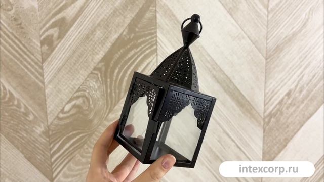 Декоративный подсвечник-фонарь АФСАН, металл, стекло, чёрный, 17 см, A65006010-1