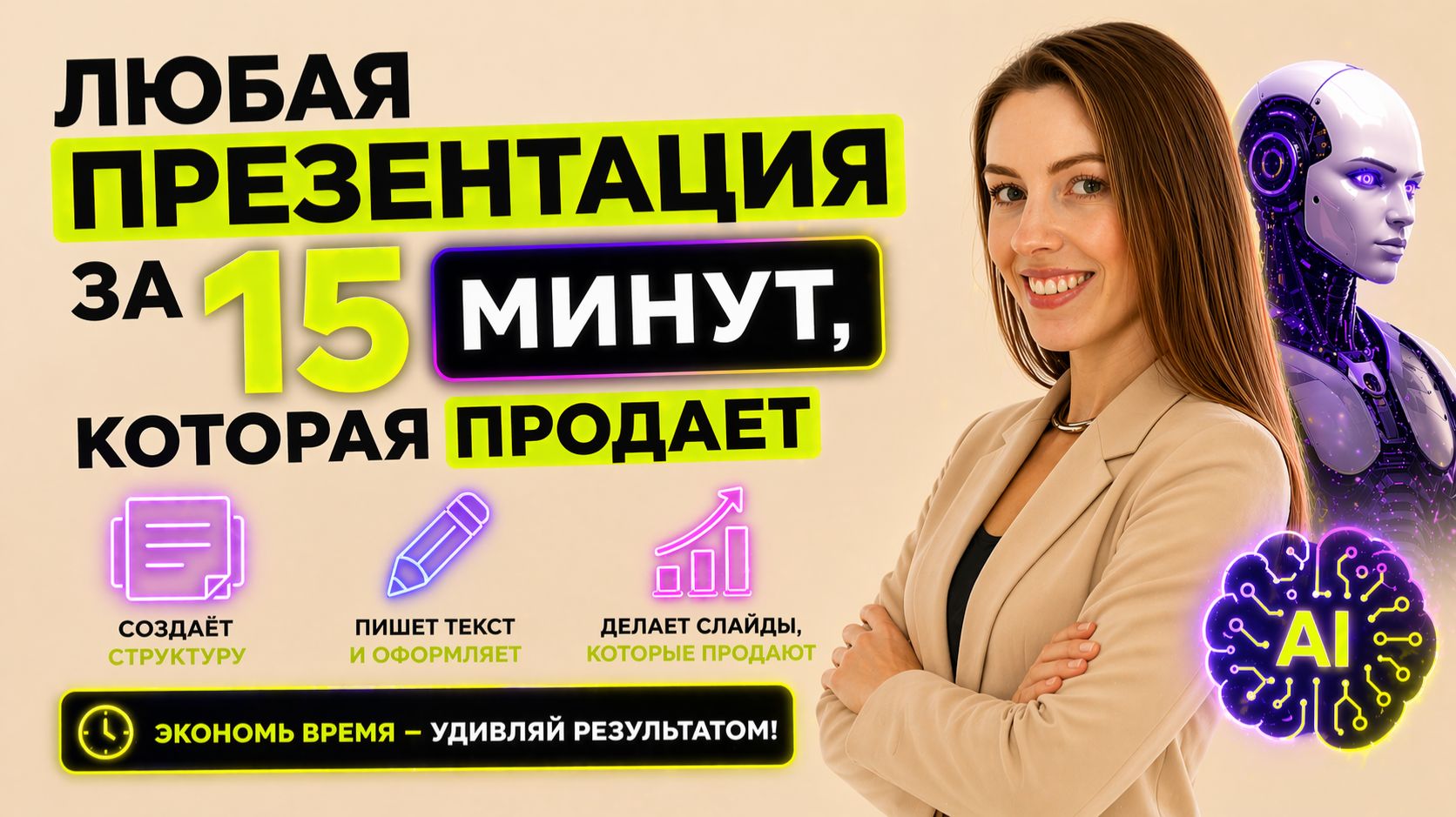 ПРЕЗА за 15 МИНУТ на ЛЮБУЮ ТЕМУ! Создай продающие слайды с помощью ИИ
