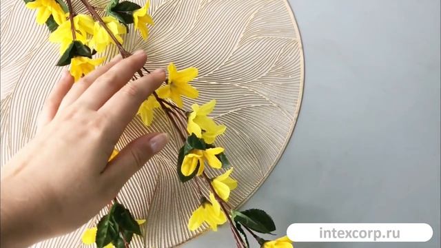 Декоративная ветка ВЕСНА НА ПОРОГЕ： ФОРЗИЦИЯ, текстиль, пластик, 73 см, 1150697