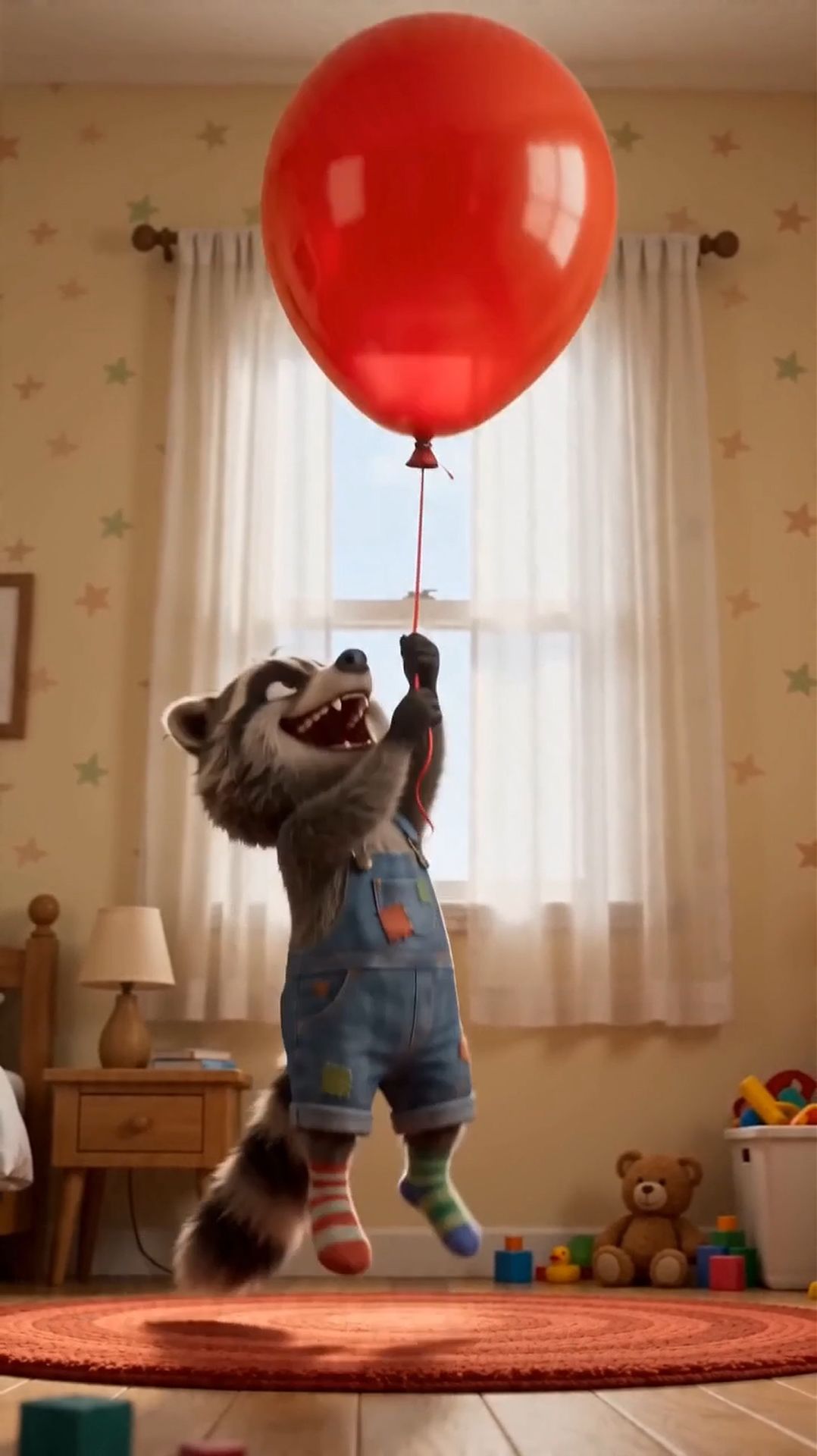 Енот и надувной шарик!