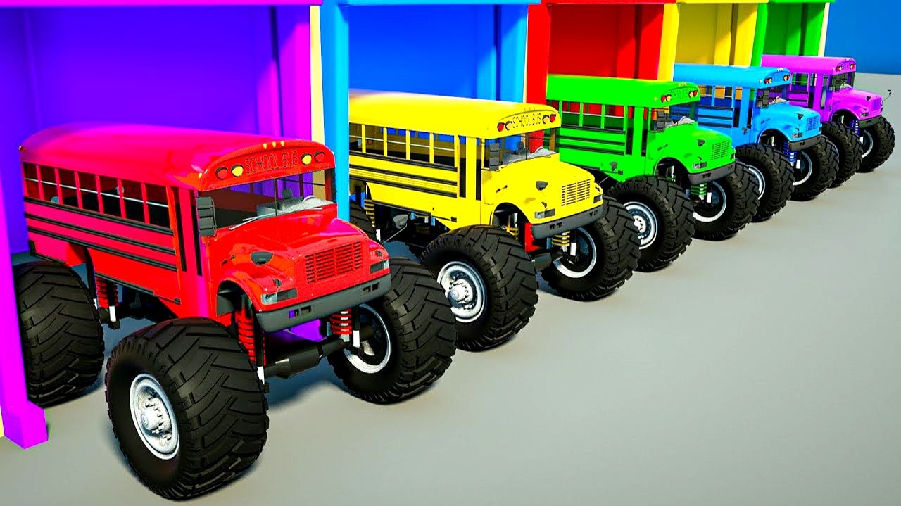 Колеса на автобусе Монстр-трак Семейство пальчиков детские песенки и стишки про шариковые колеса