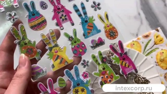 Пасхальные наклейки ПЁСТРЫЕ КРОЛИКИ, 21х14 см, 110650820-1