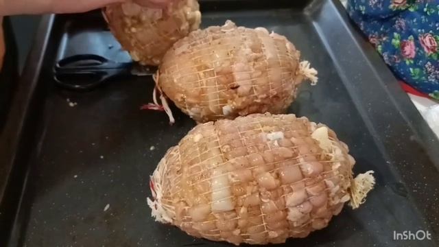 Куриные фонарики с бородинским хлебом.