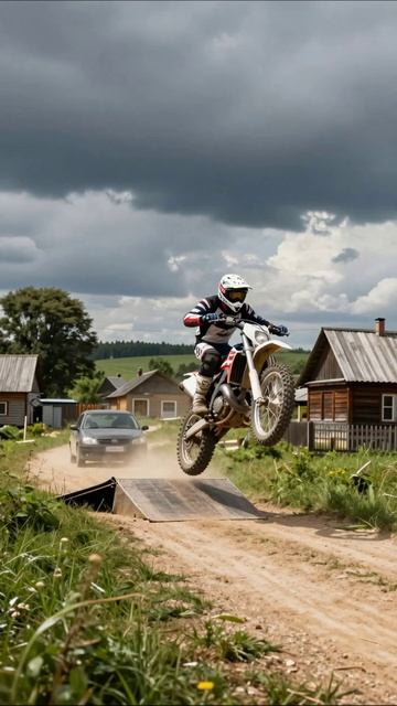 Мотоцикл в воздухе: драйв и адреналин #мотоцикл #приключение #экстрим #спорт