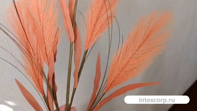 Декоративная ветка-перо ДУАЗО, полиэстер, оранжевая, 79 см, 1146753