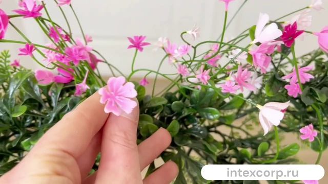 Настенная декоративная композиция-венок ЦВЕТОЧНОЕ ОЖЕРЕЛЬЕ, розовое, 41 см, 5010115