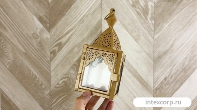 Декоративный подсвечник-фонарь АФСАН, металл, стекло, жёлтый, 17 см, A65006010-2