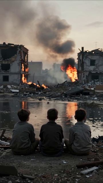 Погруженные в руины: надежда прощается #разрушения #дети #печаль