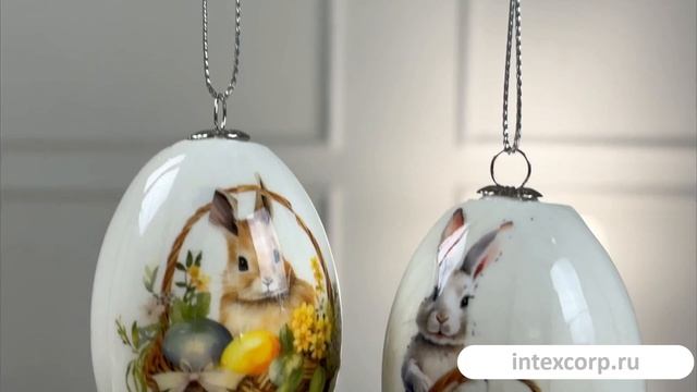 Декоративные пасхальные яйца КРОЛИКИ - МИЛЫЕ УШАСТИКИ, 7 см, 2 шт., APF807020-2