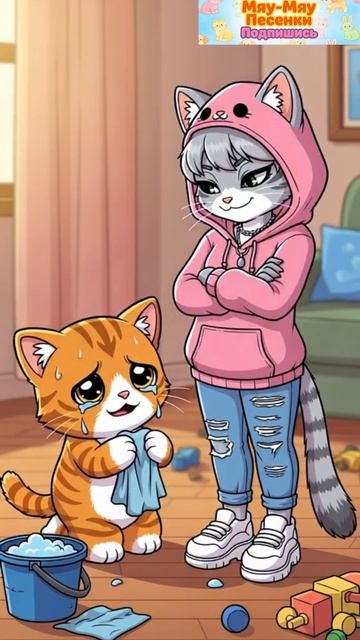 Котёнок Гав и строгая сестра Лена | 1000 лайков = свобода 🧹😿👧