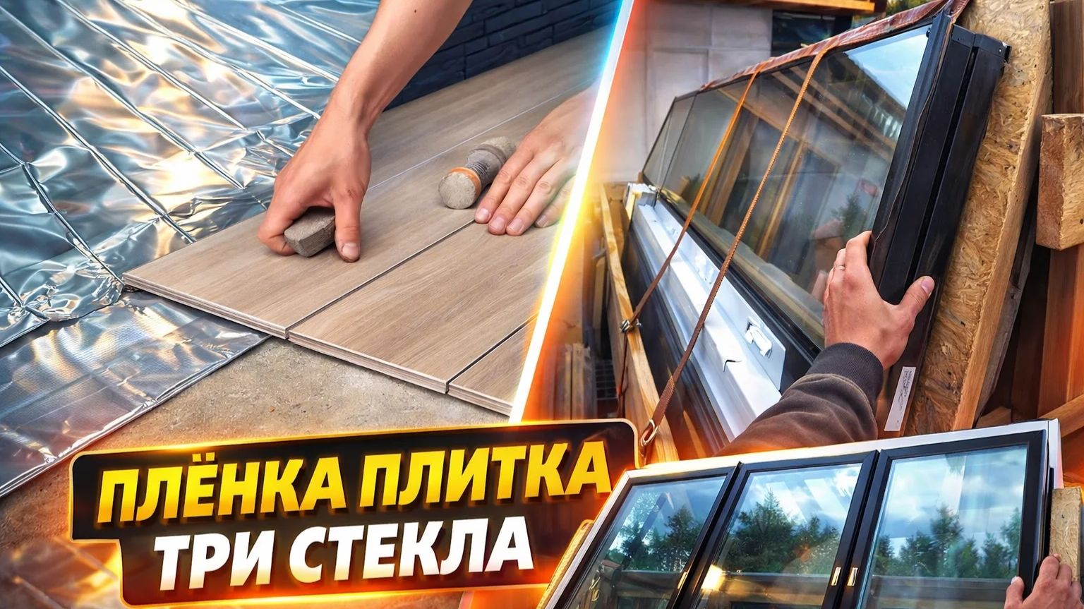 Плёнка плитка три стекла