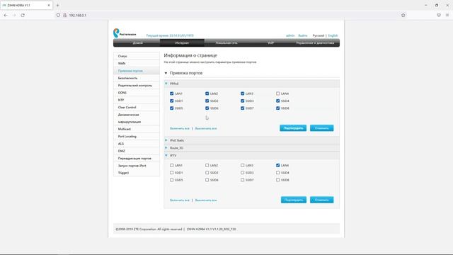 Настройка роутера Ростелеком ZTE h298a PPPoE IP-TV SIP