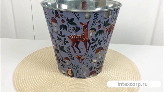 Декоративное кашпо ЛЕСНОЕ БОГАТСТВО, металл, серо-сиреневое, 21 см, 1151592-2