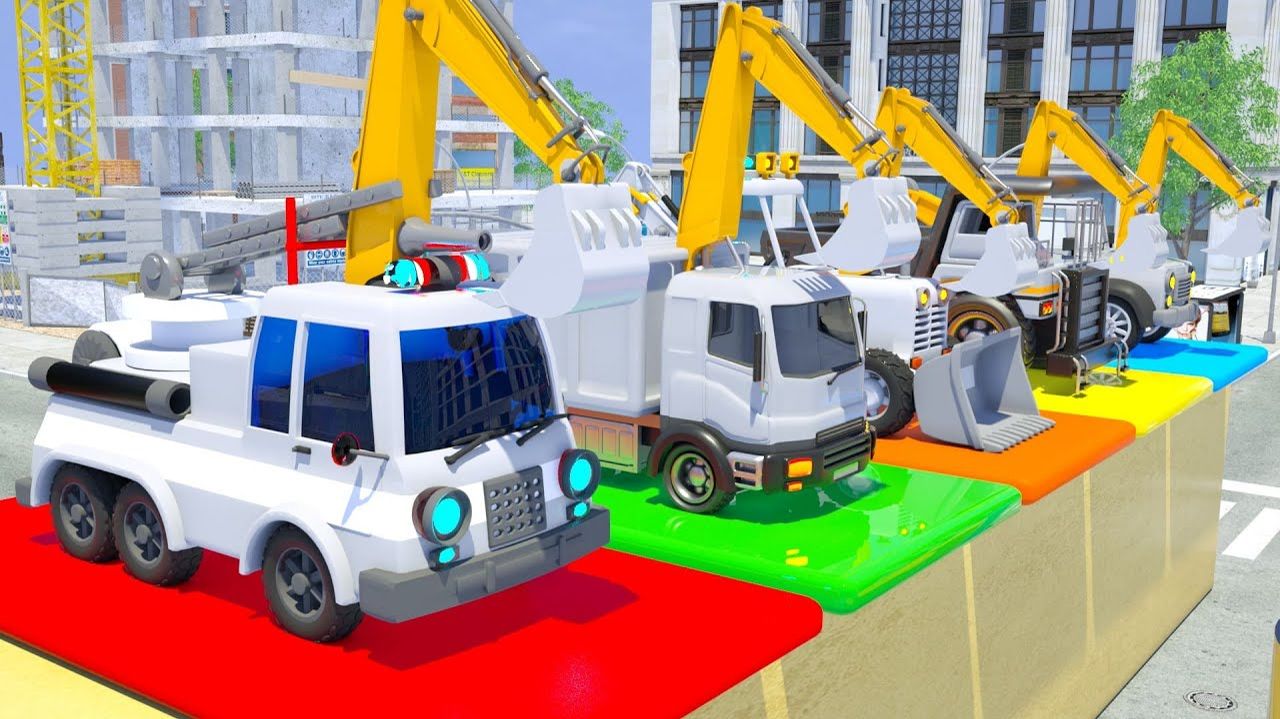 Какого цвета этот грузовик? Изучайте цвета вместе с мультфильмами про скорую помощь и трактор