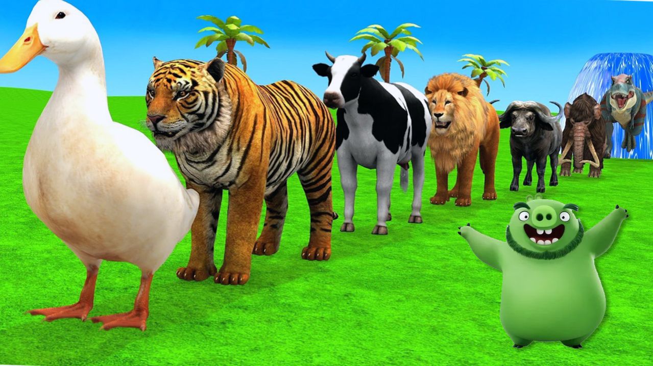 Мультики для детей. Смешная звериная ферма с яркими домашними и дикими животными. Мультики малышам
