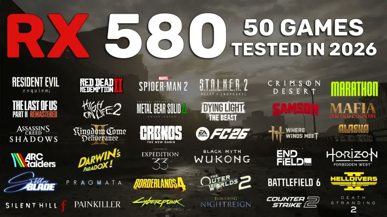 RX 580 | Тест в 50 играх | Ryzen 5 7600 | 1080p | FSR, TSR