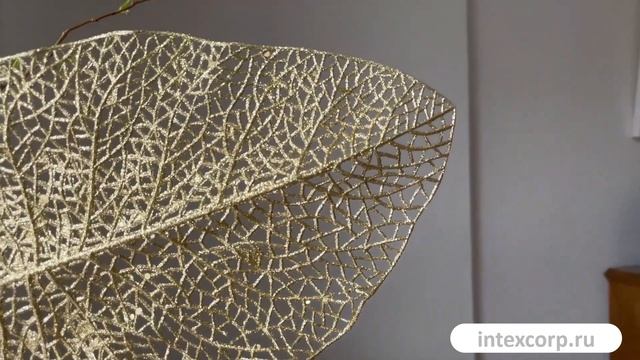 Декоративный лист КРУЖЕВНОЙ ФИЛОДЕНДРОН, пластик, светло-золотой, 67 см, YZA000200