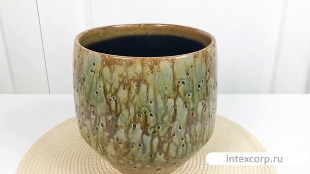 Декоративное кашпо ВЕНОНА, керамика, бежевый, 20 см, 1138227