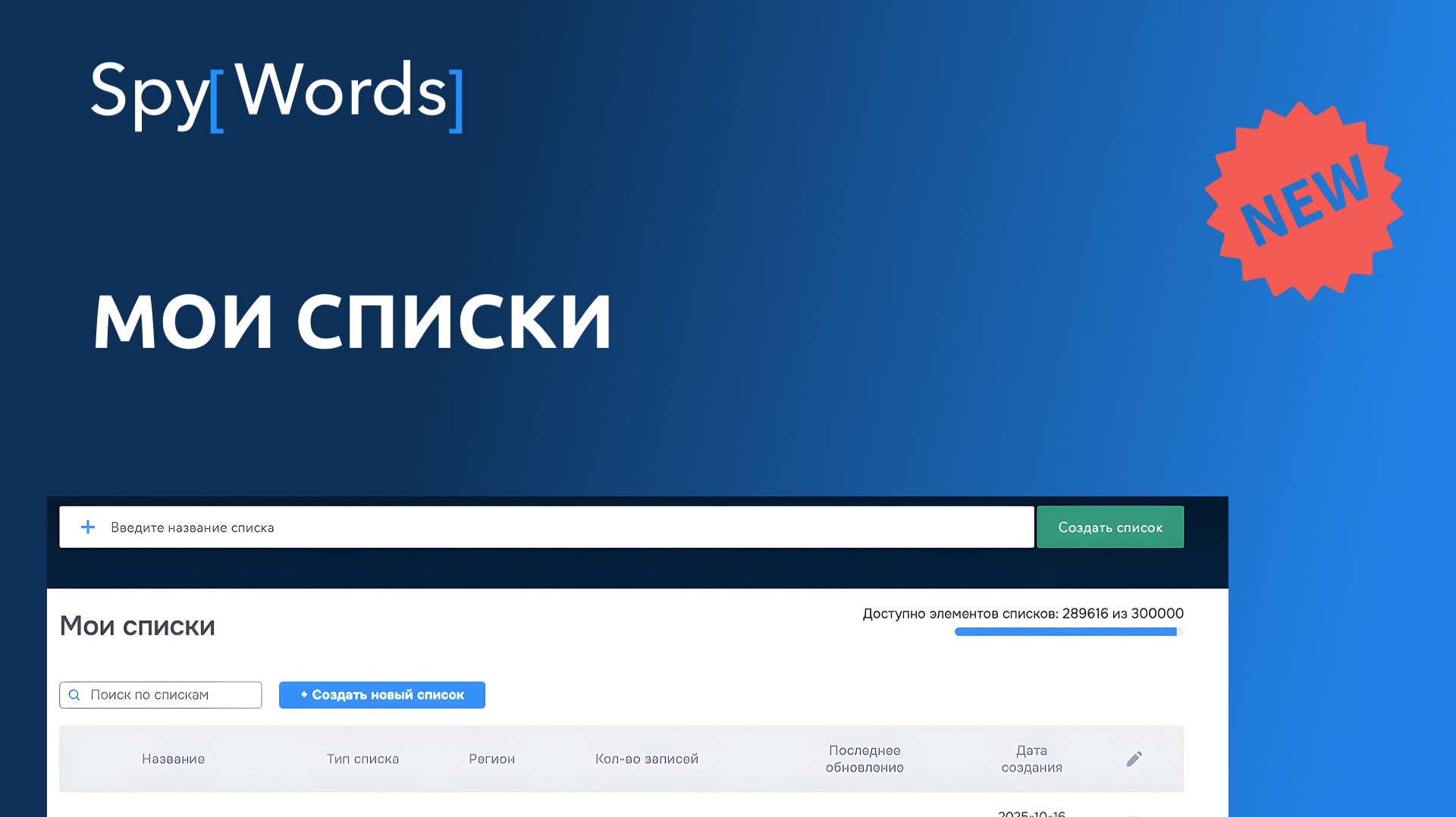 Мои списки (обновление инструмента)