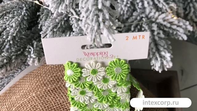 Декоративная лента ВЕСЁЛЫЕ МАРГАРИТКИ, текстиль, зелёная, 200х5 см, ATC900050-7