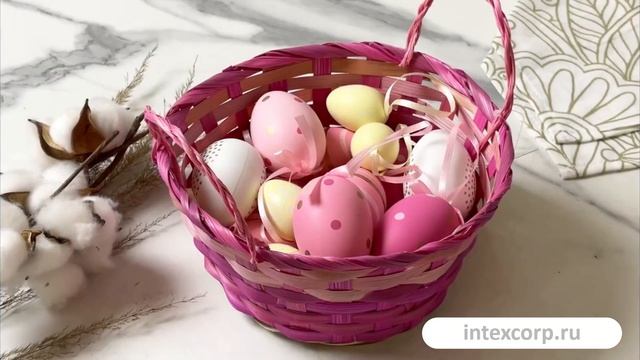 Декоративная корзина ЯРКАЯ МЕЛОДИЯ, натуральный бамбук, розовый, 17х9 см, ATV000410-1