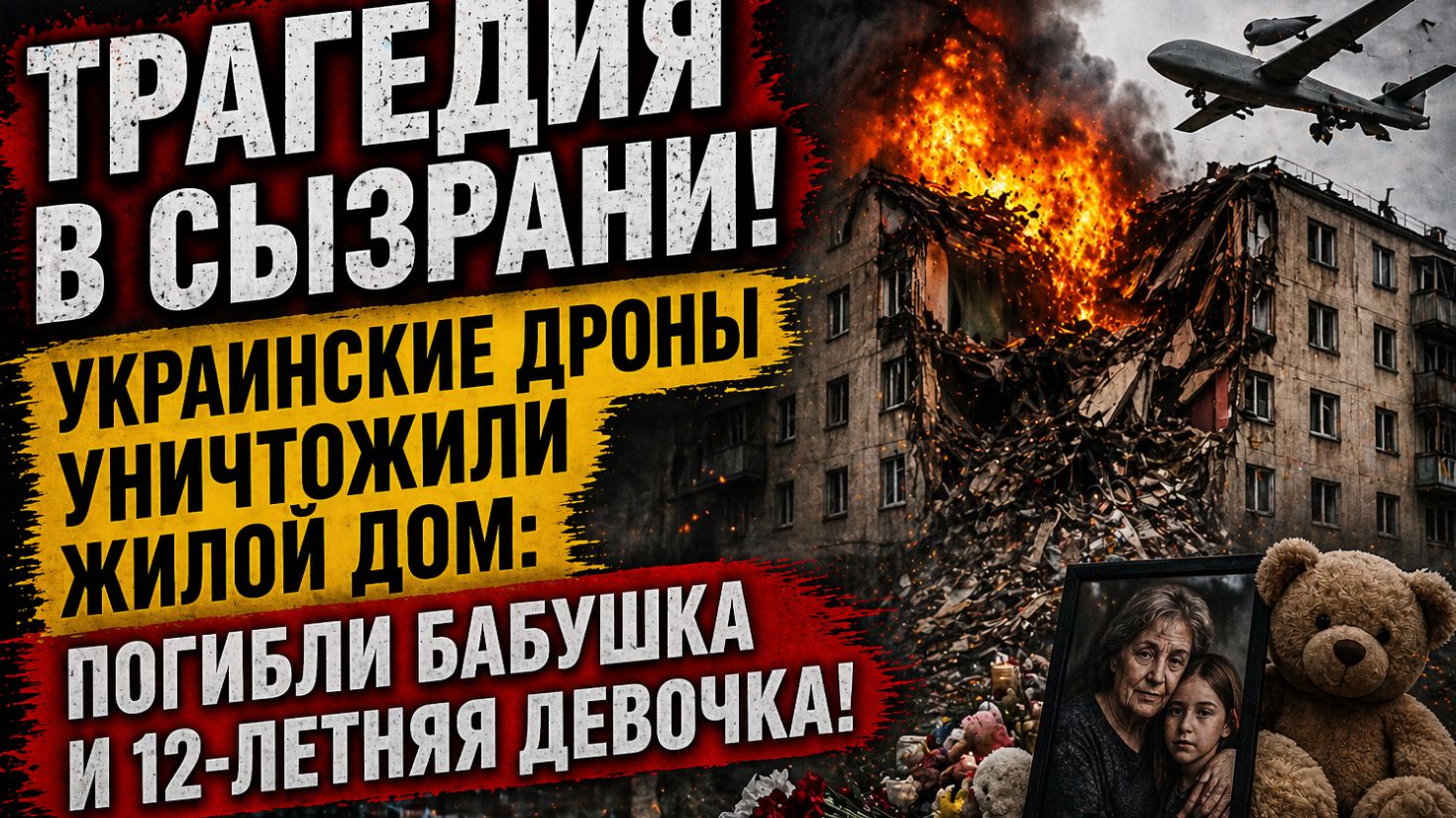 💥 ТРАГЕДИЯ В СЫЗРАНИ! Украинские дроны уничтожили жилой дом: погибли бабушка и 12-летняя девочка!