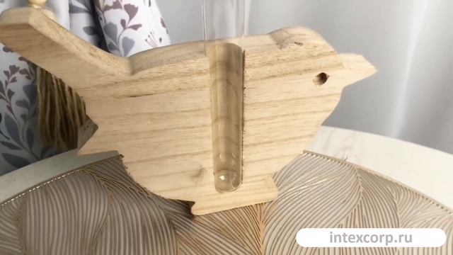 Декоративная вазочка для цветов РОБИН ЭЛАКОТ, стекло, дерево, 18х14 см, 29639