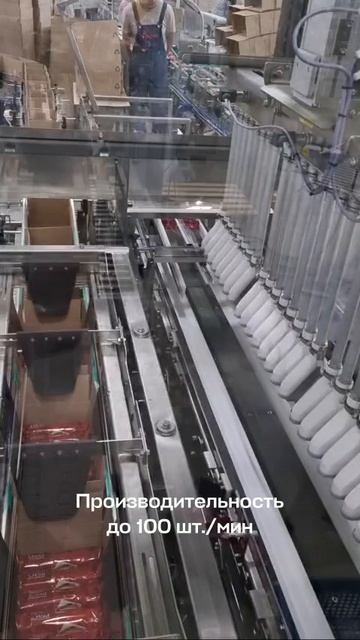 Автоматизированный комплекс укладки и паллетирования упаковок флоу-пак в короба