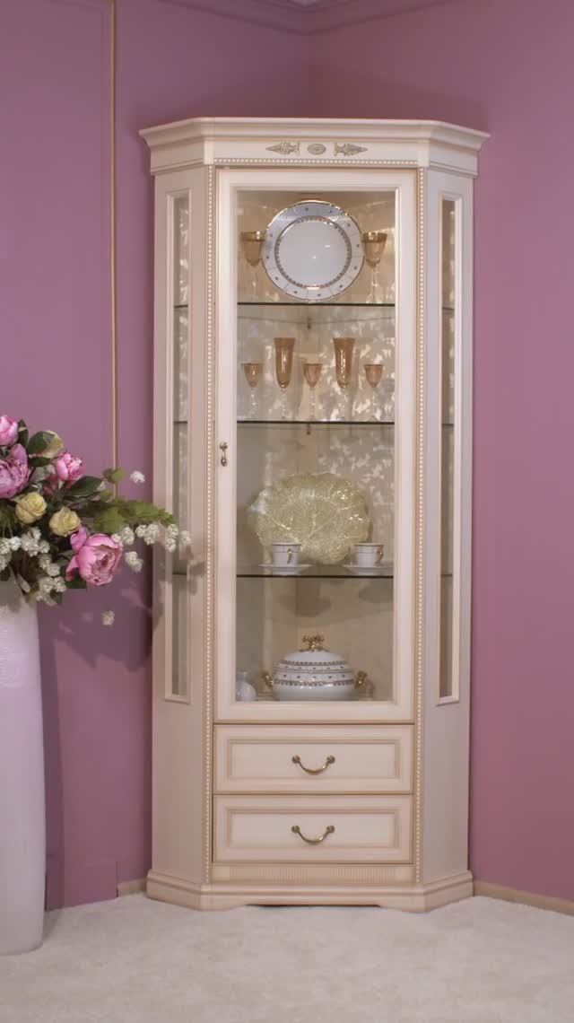 Витрина угловая Джоконда (крем)