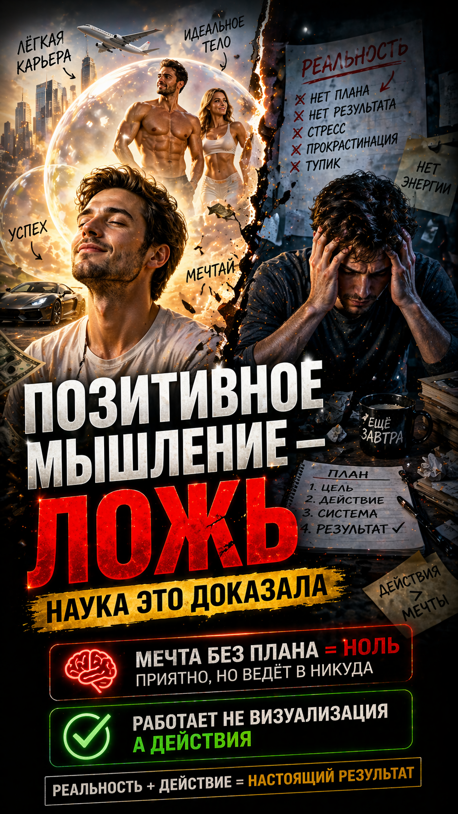 Позитивное мышление не работает — и вот что работает вместо него 🧠