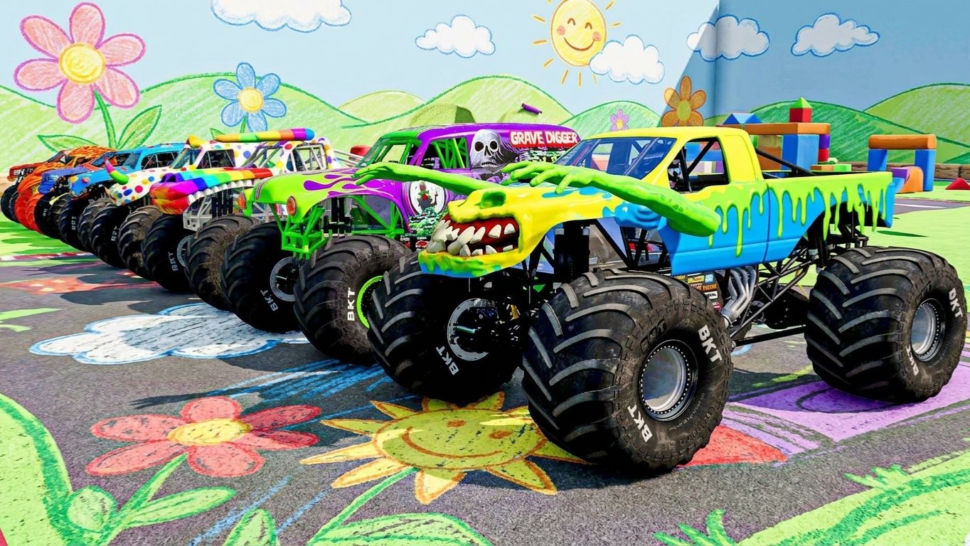 МУЛЬТИКИ ПРО МАШИНКИ 4К Эпические прыжки и столкновения на скоростном монстр-траке Beamng Drive #135