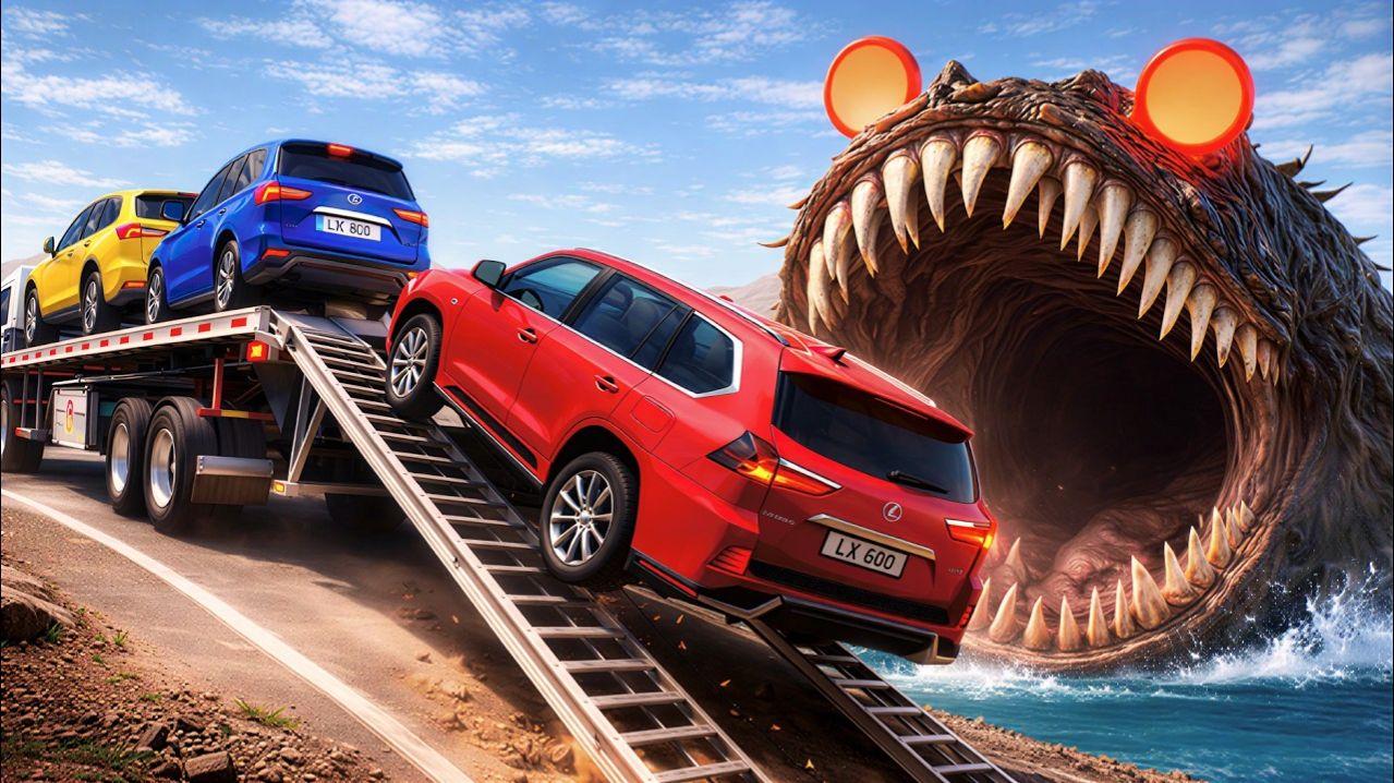 ГРУЗОВИК С ПЛАТФОРМОЙ ПРОТИВ ГИГАНТСКОГО ЧЕРВЯ–МОНСТРА. Игры про машинки 🎮 Мультики для детей